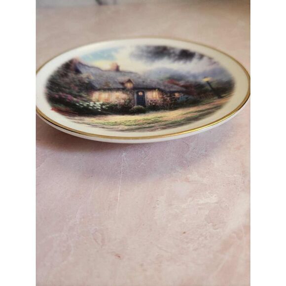 Thomas Kinkade Moonlight Cottage decorative collectible plate mini Teleflora gif - Picture 2 of 4